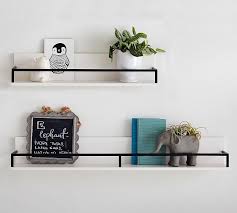 Black Polished Metal White Floating Shelves