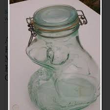 Vintage Aqua Green Glass Frog Jar