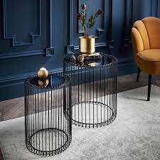 Deco Glamour Set Of 2 Cage Side Tables