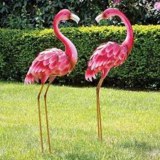Pink Metal Flamingo Garden Statues