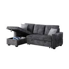 90 In Dark Gray Corner Sofa Bed With