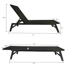 Tidoin Black 2 Piece Adjustable Height Aluminum Chaise Lounge Chairs