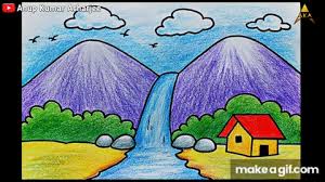 simple landscape scenery drawing for