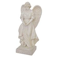 H Angel Statue In Aged White Pf6326aw
