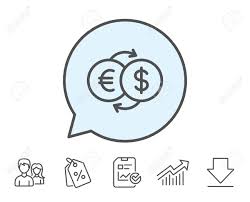 Money Exchange Line Icon Banking Currency Sign Euro And Dollar