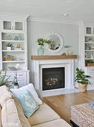 Coastal Family Room And Fireplace