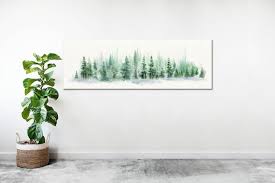 Panoramic Wall Art Pine Tree Painting