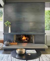 A Blackened Steel Fireplace Surround