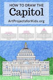 Building coloring page many interesting cliparts. Draw The Us Capitol Art Projects For Kids