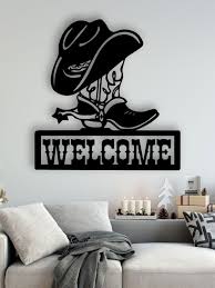 Western Metal Welcome Sign Wall Decor
