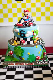 Discover the greatest game and cake ideas to make an incredible party at home. Mario Kart Themed Birthday Party Styling Decor Ideas Planning Mario Birthday Cake Boy Birthday Cake Mario Bros Cake