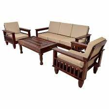 brown 5 seater wooden sofa set for home