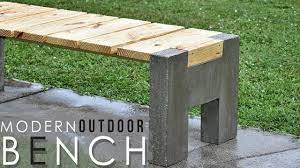 A natural concrete garden bench is a sturdy addition to your garden or backyard that you can enjoy season after season. Modern Outdoor Concrete And Wood Bench Youtube