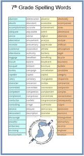 7th grade spelling words and resources