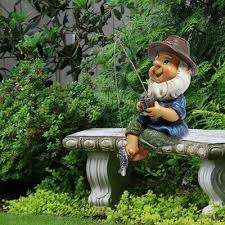 Gnome Statue Fishing Dwarf Outdoor Pool