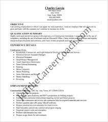 Construction Resume Template 9 Free Word Excel Pdf