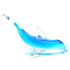 Blown Art Glass Blue Dolphin Figurine