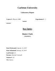 Title Page Sample Carleton University Laboratory Report