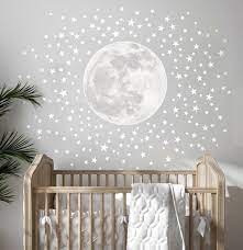 Pale Moon Stars Fabric Wall Decal For