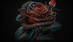 black background with a red rose