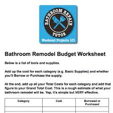 Bathroom Remodel Budget Worksheet Bathroom Repair Tutor