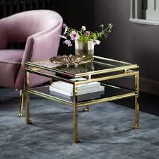 Cosenza Gold And Glass Large Side Table