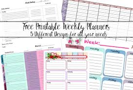 Free Printable Weekly Planners 5 Designs