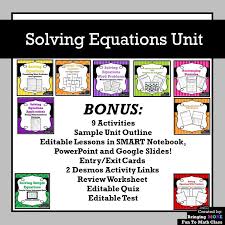 Solving Equations Algebra Lesson Plans