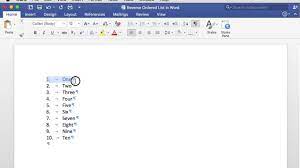 reverse order list in word you