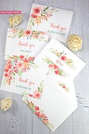 Thank You Cards Template Peach Watercolor Florals