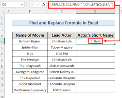 and replace using formula in excel