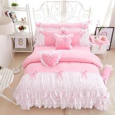 3 cotton pink princess bedding set lace