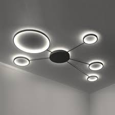 Sputnik Led Flush Light Fixture With Ring Shade Post Modern Silicon Gel Ceiling Light In Black Susuohome Com