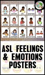 Asl American Sign Language Feelings And Emotions Half Page