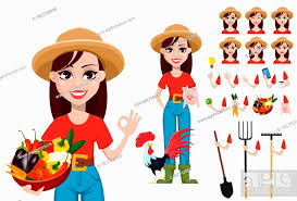 woman farmer cartoon character creation