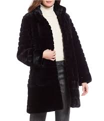 Gallery Quilt Detailed Faux Fur Walker Coat