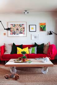 red sofas creating a modern impression