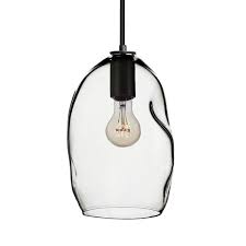 Clear Bubble Organic Hand Blown Glass Pendant Light Matte Black Hammers And Heels