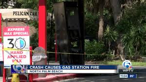 crash causes fire at gas station in