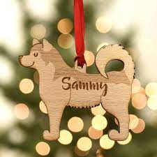 hoobynoo alaskan malamute personalised wooden dog decoration