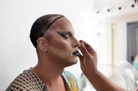 fabulous drag queen getting her makeup