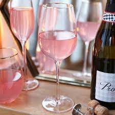 Gold Rimmed Pink Wine Glass Lisa Angel