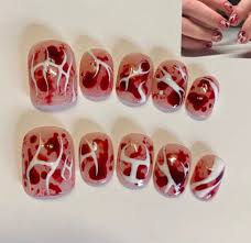 fake blood splatter press on nails