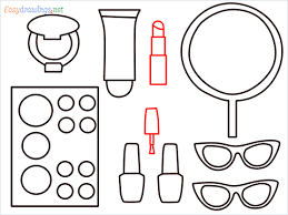 how to draw makeup kit step by step