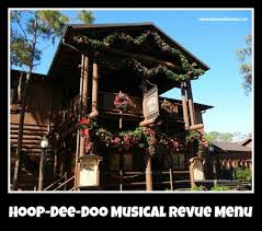 Hoop Dee Doo Musical Revue Menu Disneys Fort Wilderness