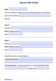 Free General Bill Of Sale Forms Pdf Word Doc