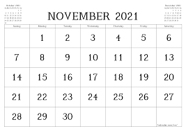 Choose monthly, yearly or quarterly calendar from the best collections of free editable templates. Simple Printable Blank Monthly Calendar And Planner For November 2021 A4 A5 And A3 Pdf And Png Templates 7calendar