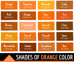 130 Shades Of Orange Color With Names