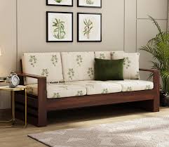 printed fabric wooden sofa set walnut