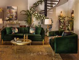lodge sofa set green velvet